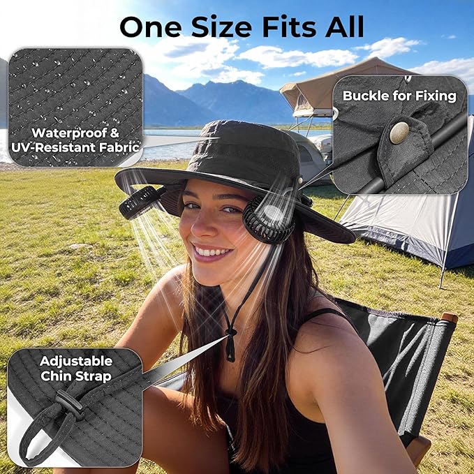 AMACOOL Bucket Hat Fan Pro, Gifts for Father Dad Husband, Fishing Essentials for Women Men, Camping Hiking Beach Gardening