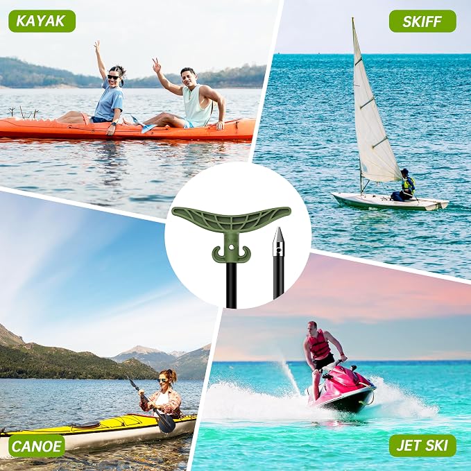 itayak 8.63ft/12.3ft Shallow Water Anchor Pole, Fiberglass Boat Anchor with T-Handle, Pole Anchor with 316 Stainless Tip for Boat, Fishing Kayak (Gloves Included)