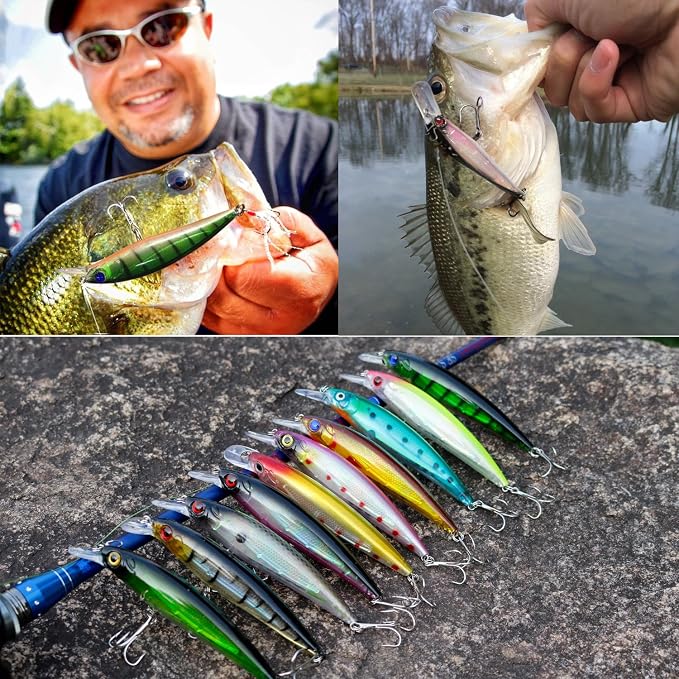 Sougayilang Minnow Fishing Lures Crankbaits Set Fishing Hard Baits Swimbaits Boat Topwater Lures for Trout Bass Perch Fishing