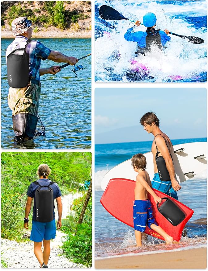 HEETA Waterproof Dry Bag for Women Men, 5L/10L/20L/30L/40L Roll Top Lightweight Dry Storage Bag Backpack with Emergency Whistle for Travel, Kayaking, Boating, Camping, Beach, Cruise Ship Essentials