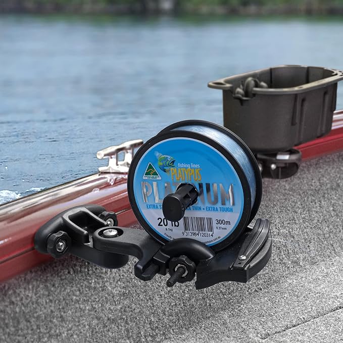 RAILBLAZA Fishing Reel Spooler System Compatible with Gunnel Track Mount for Boat or Kayaks, Compatible with Wide Range of Spools