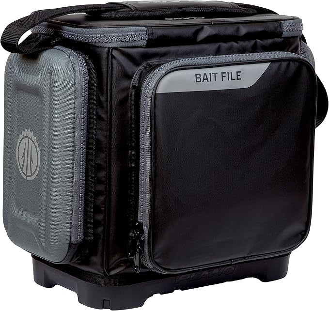 Plano KVD 3600 Signature Series Tackle Bag, Black with Red Stitching, Includes 3 Stowaway Utility Boxes, Customizable Fishing Storage, Water-Resistant TPE Coated Fabric