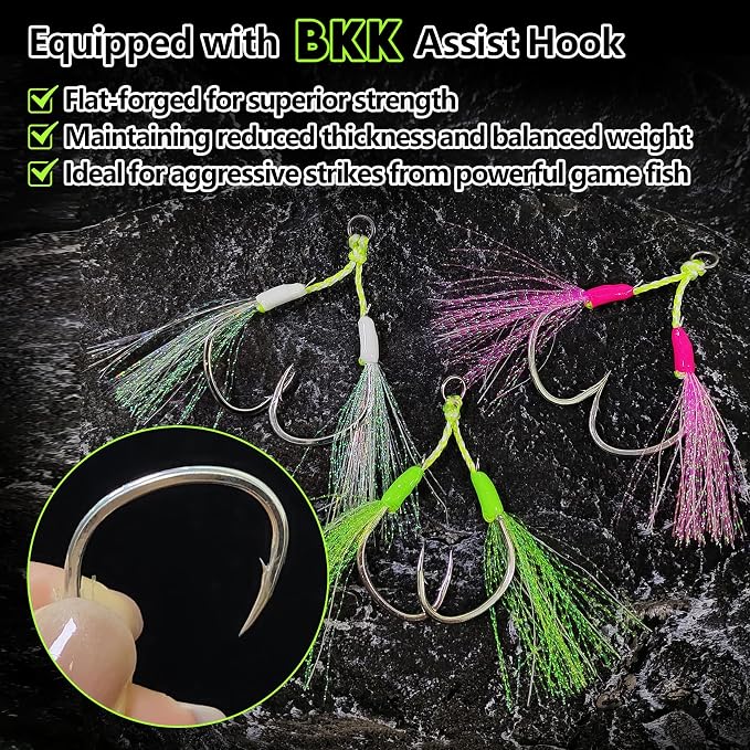 Eupheng Fishing Assist Hooks for Topwater Lures, Dancing Stinger Jigging Hooks Replacement Fishing Hooks for Freshwater & Saltwater