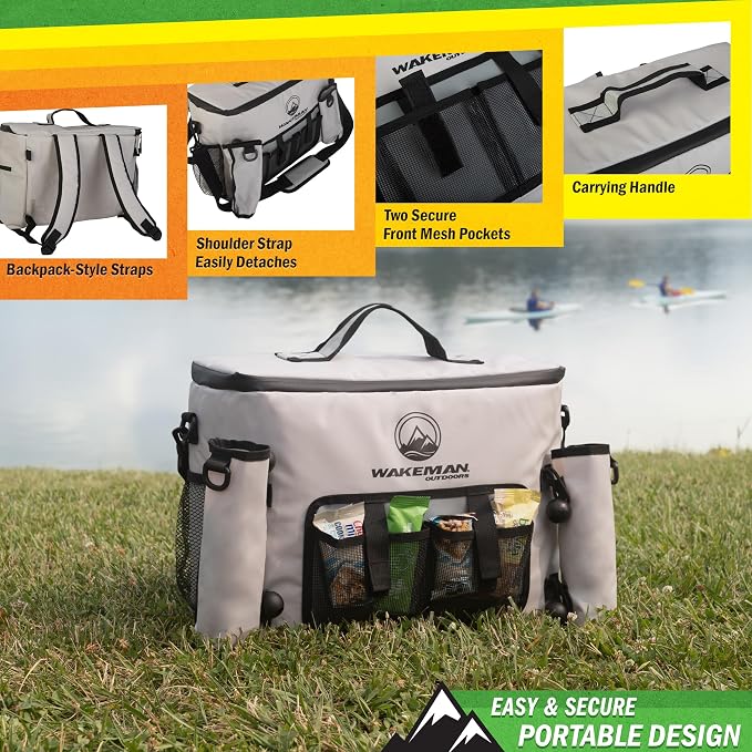 Kayak Cooler - 18L Seat Back Fishing Cooler - Water-Resistant Insulated Bag - 8-12 Hour Cooling Time - Kayak Accessories by Wakeman Outdoors