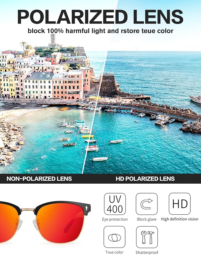 BIRCEN Mens Polarized Sunglasses for Driving: Al-Mg Metal UV Protection Sun Glasses Square Shades for Fishing Travel 2026