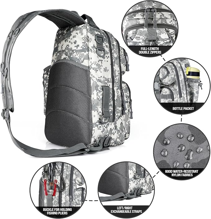 PLUSINNO Fishing Backpack Tackle Bag, Water-Resistant Backpack with Rod Holder, Ideal Gifts for Men