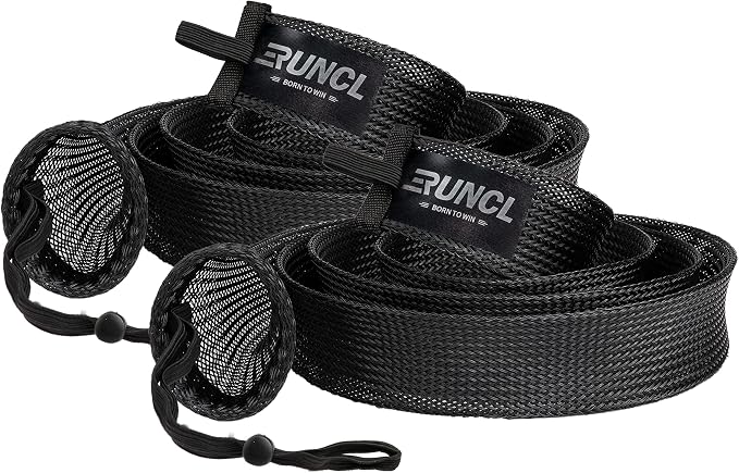 RUNCL Fishing Rod Sleeves & Reel Bags, Spinning/Casting Rod Socks & Spinning/Baitcasting Reel Covers - Protection Solution, Space Saver, Perfect Storage - Fishing Pole Sleeves & Reel Pouch (2 Pack)