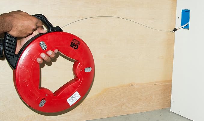 Gardner Bender FTS-125R Fish Tape, Plated Carbon Steel, UpperHand with Rubber Grip, 125 ft. , Red