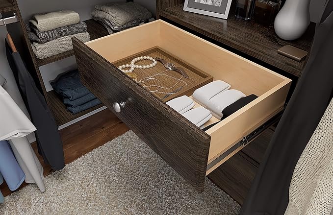 Easy Track Ultimate Corner Wood Kit Closet Organizer, Truffle