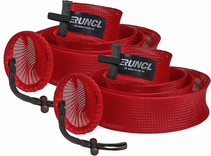 RUNCL Fishing Rod Sleeves & Reel Bags, Spinning/Casting Rod Socks & Spinning/Baitcasting Reel Covers - Protection Solution, Space Saver, Perfect Storage - Fishing Pole Sleeves & Reel Pouch (2 Pack)