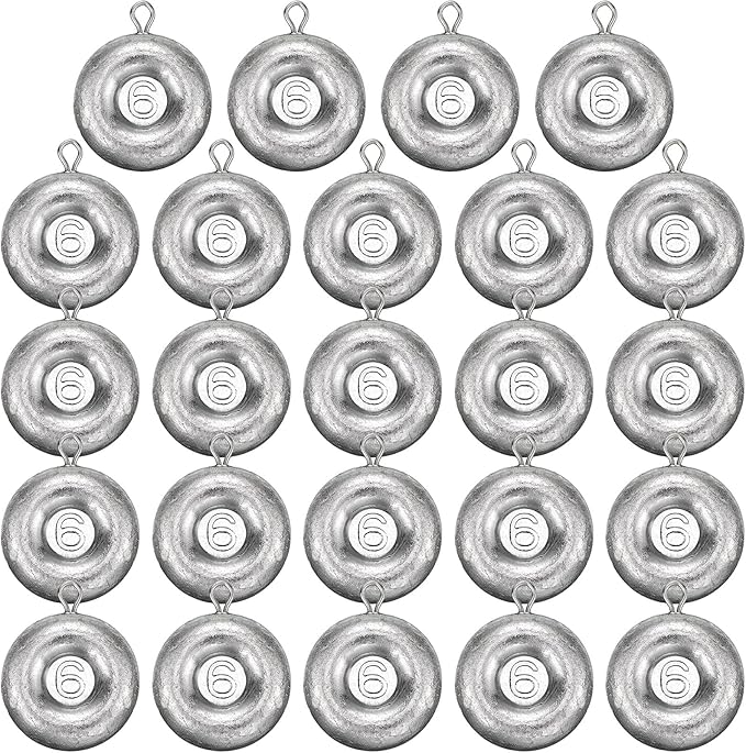 24 Pieces Fishing Disc Sinkers Weights Disc Sinker Fishing Sinkers Weights for Saltwater Catfishing Trolling Surf Tackle