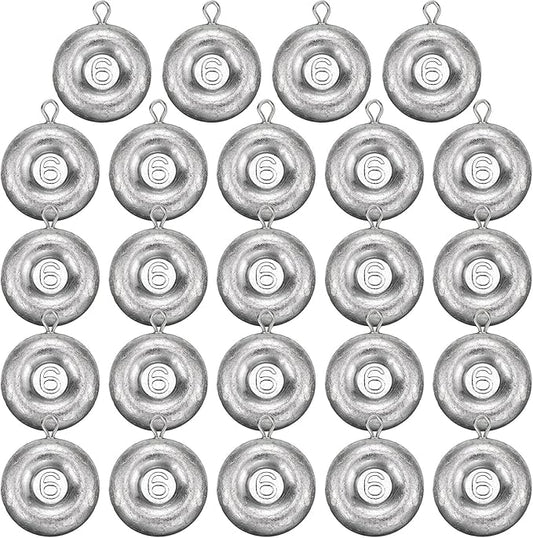 24 Pieces Fishing Disc Sinkers Weights Disc Sinker Fishing Sinkers Weights for Saltwater Catfishing Trolling Surf Tackle