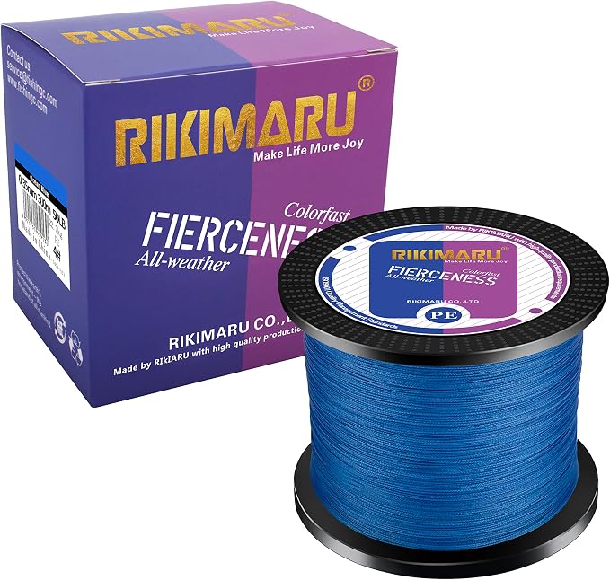 RIKIMARU Braided Fishing Line Abrasion Resistant Superline Zero Stretch&Low Memory Extra Thin Diameter 327-1094 Yds, 4-180LB