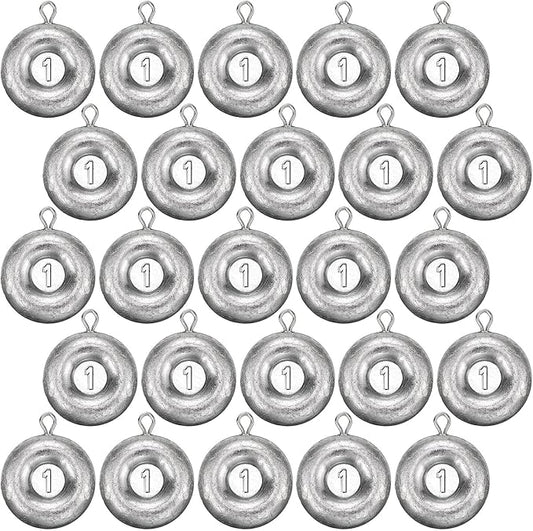 24 Pieces Fishing Disc Sinkers Weights Disc Sinker Fishing Sinkers Weights for Saltwater Catfishing Trolling Surf Tackle