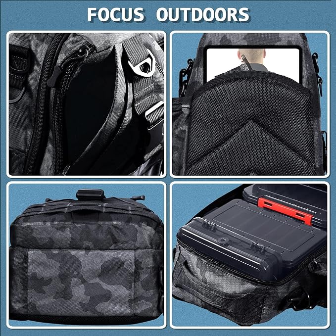 Aertiavty Fishing Backpack, Fishing Bag with Tackle Box, Compact Fishing Tackle Bag, Fishing Tackle Backpack with Rod Holder for Outdoor Sport Fishing Gifts for Men Women