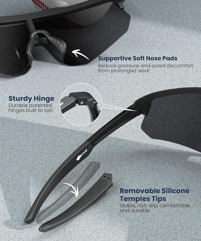Polarized Sports Sunglasses for Men Women, UV400 Protection Mens Sunglasses Wrap Around Sun Glasses for Cycling Running