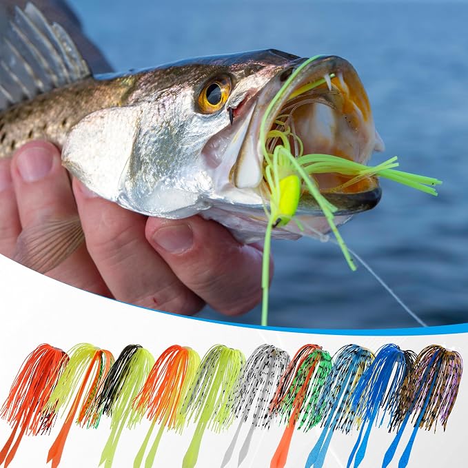 Silicone Jig Skirts Replacement 10/20pcs Bass Fishing Jigs Soft Lures Multi-Color DIY Fishing Lures Skirt for Spinnerbaits, Buzzbaits, Jig Spoons & Blade Baits