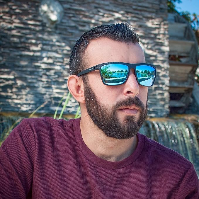 ZENOTTIC Polarized Sunglasses for Men Lightweight TR90 Frame UV400 Protection Square Sun Glasses