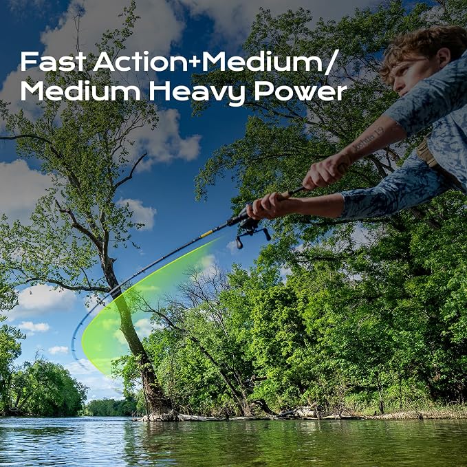 HANDING M1 Travel Fishing Rod, 5/6-Piece Portable Spinning Rod & Baitcaster Rod Medium/Medium Heavy Travel Rod for Largemouth Smallmouth Walleye Pickerel Pike Redfish Striped Bass