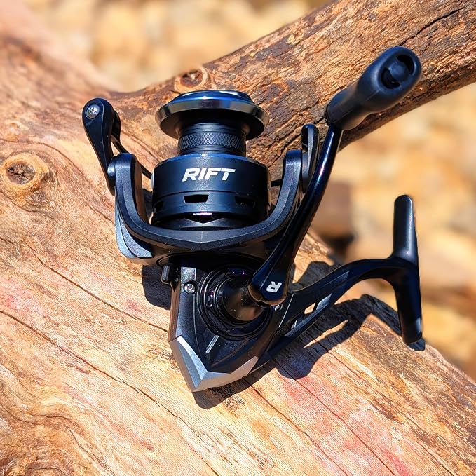 RIFT Chasm Spinning Reel, Carbon Disc Drag System, 5.2:1 Gear Ratio, 7+1 Stainless Steel Ball Bearings, CNC Aluminum Spool, Knurled Spool Center, Ambidextrous