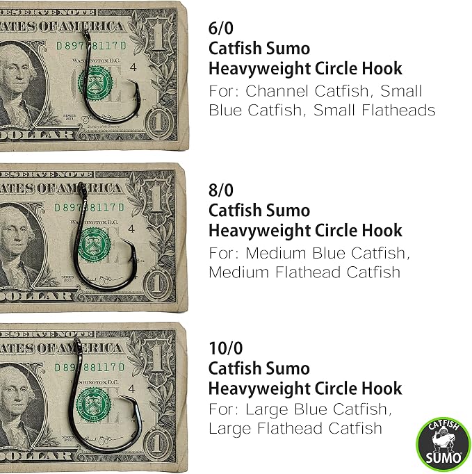 Heavyweight Catfish Hooks - Offset Octopus Circle Hooks - 25 Pack