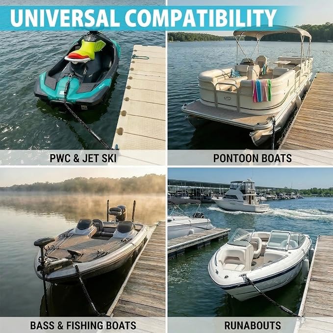 Obcursco 3FT Bungee Dock Lines with 316 Stainless Clip, Heavy Duty Boat Mooring Rope for Jet Ski, PWC, SeaDoo, Kayak (2 Pack, Black)