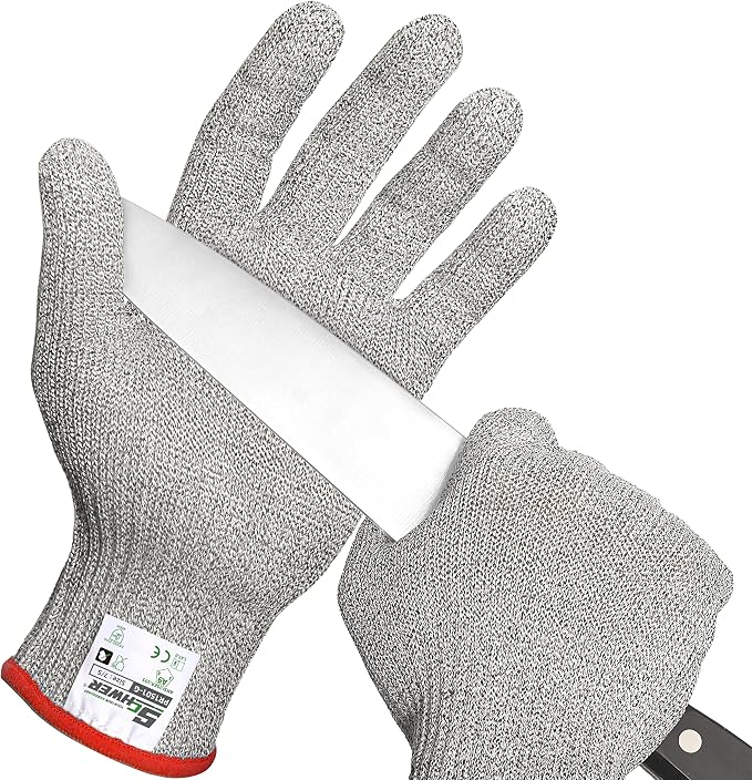 Schwer SlicePro ANSI A9 Cut Resistant Gloves, Food Grade Cutting Gloves for Kitchen Food Prep, Mandoline Gloves for Meat Cutting, Oyster Shucking, Fish Fillet Processing, PR1501-G, 10 Pairs, S