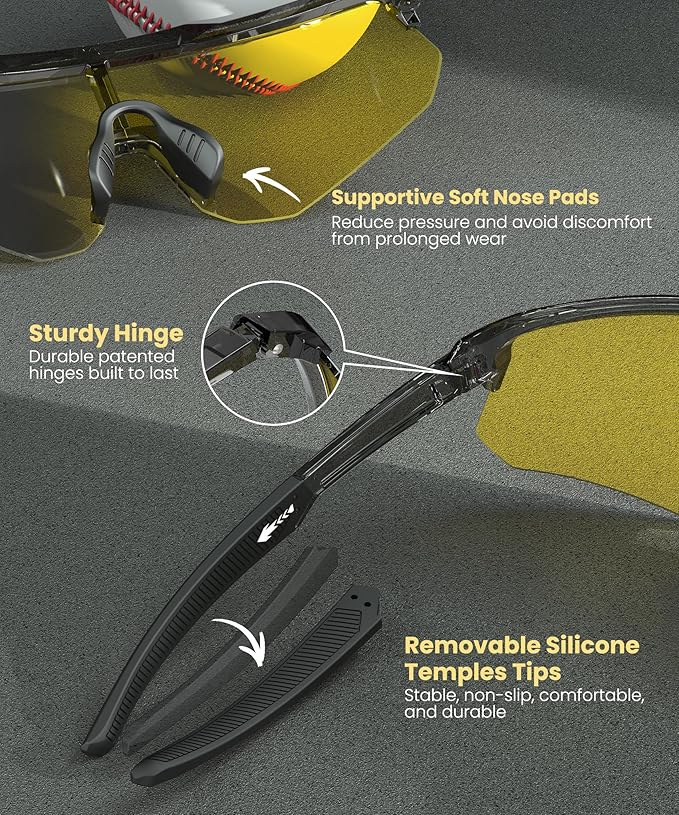 Polarized Sports Sunglasses for Men Women, UV400 Protection Mens Sunglasses Wrap Around Sun Glasses for Cycling Running