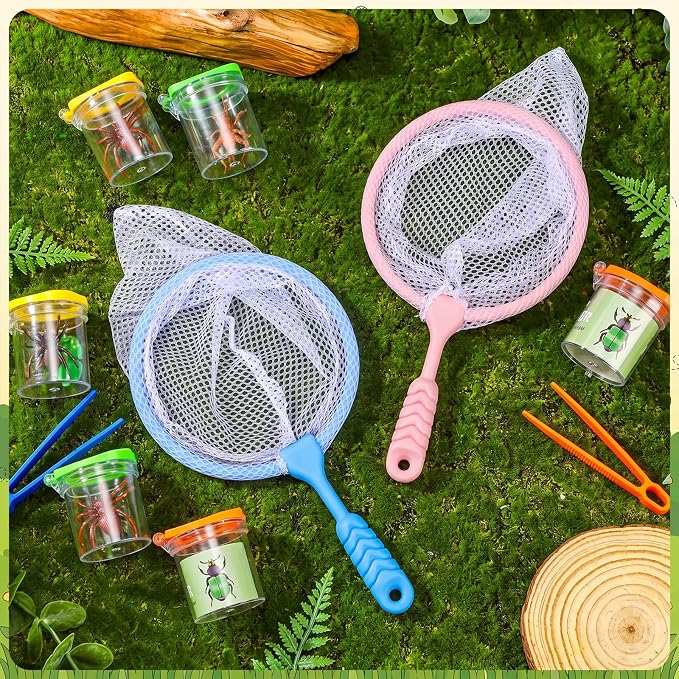 Halloscume 40 Pcs Butterfly Bug Net for Kid Collecting Insect, Fishing Net with Anti Slip Grip, Outdoor Tools for Catching Bugs Fish, Spring Outing Supplies for Kids Nature Exploration