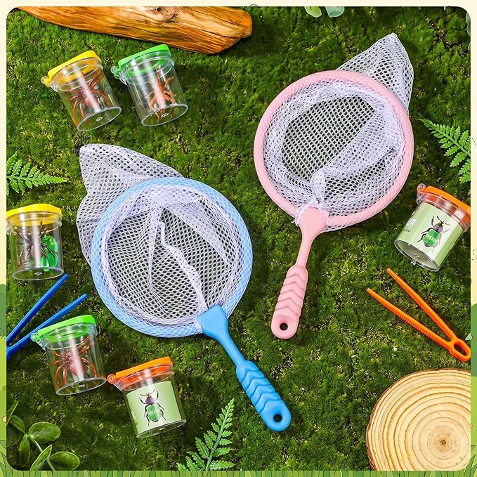 Halloscume 120 Pcs Butterfly Bug Net for Kid Collecting Insect, Fishing Net with Anti Slip Grip, Outdoor Tools for Catching Bugs Fish, Spring Outing Supplies for Kids Nature Exploration