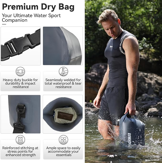MARCHWAY Floating Waterproof Dry Bag Backpack 5L/10L/20L/30L/40L, Roll Top Sack Keeps Gear Dry for Kayaking, Rafting, Boating, Swimming, Camping, Hiking, Beach, Fishing