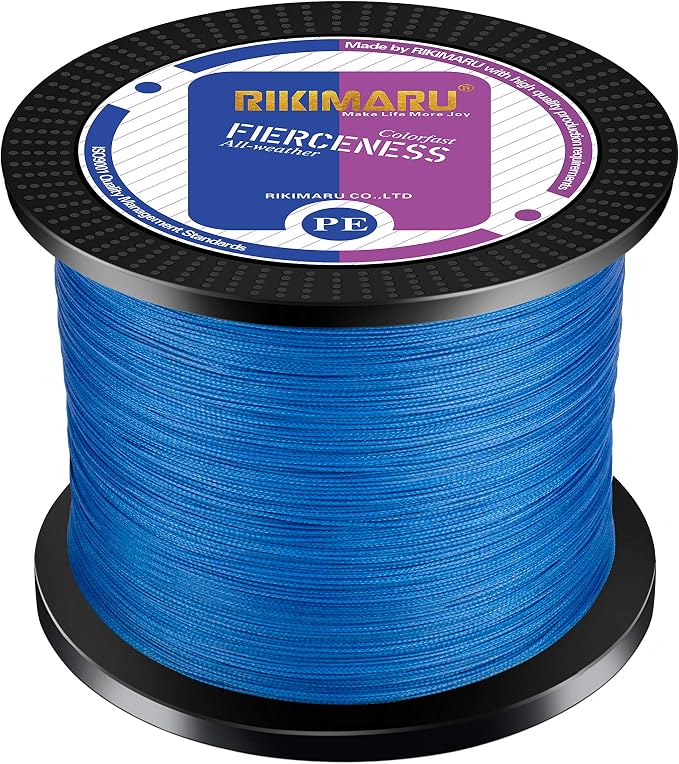 RIKIMARU Braided Fishing Line Abrasion Resistant Superline Zero Stretch&Low Memory Extra Thin Diameter 327-1094 Yds, 4-180LB