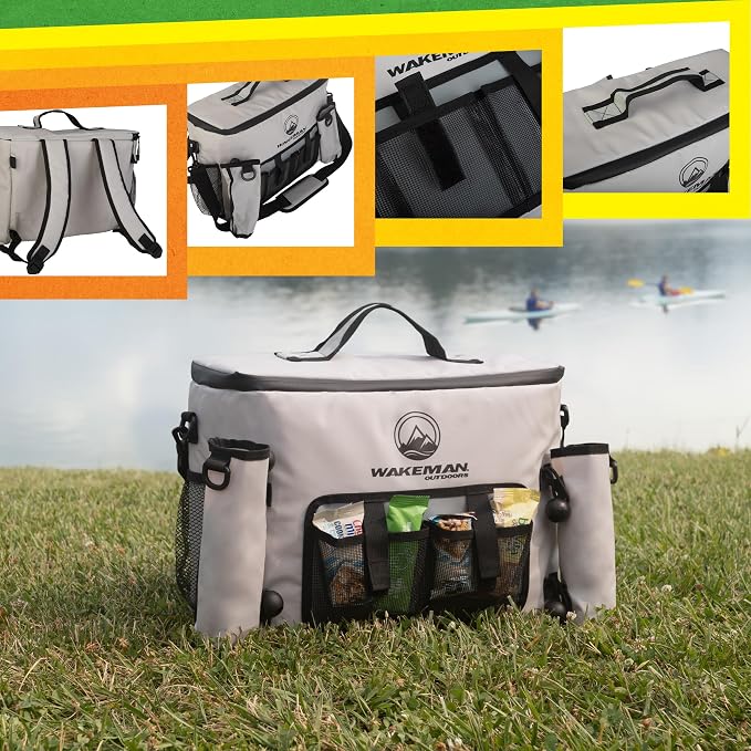 Kayak Cooler - 18L Seat Back Fishing Cooler - Water-Resistant Insulated Bag - 8-12 Hour Cooling Time - Kayak Accessories by Wakeman Outdoors