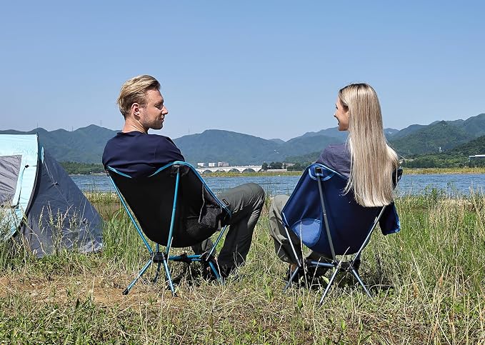 MARCHWAY Lightweight Folding Camping Chair with Spring Lock, Stable Compact Portable for Outdoor Camp, Travel, Beach, Picnic, Festival, Hiking, Backpacking (Lowback Blue)