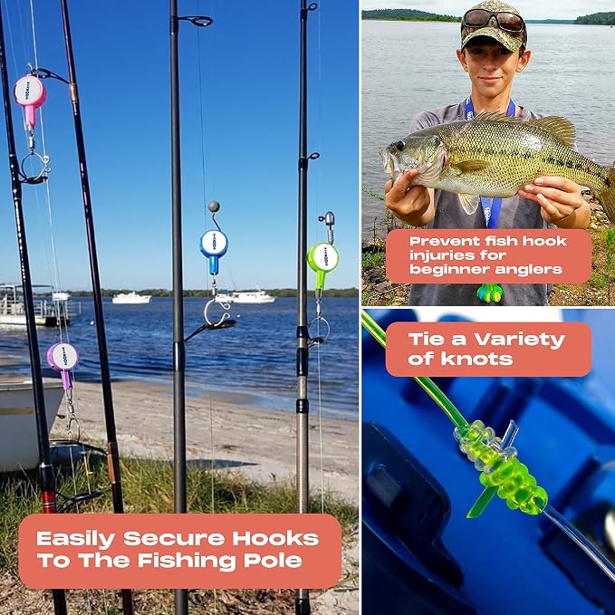 HOOK-EZE Fishing Knot Tying Tool | Protect from Fish Hooks | Tie Fishing Knots Easily | Cool Gadgets for Fishermen | Ice Fly Fishing | Fishing Accessories for Beginner Anglers | Nail Knot Tool