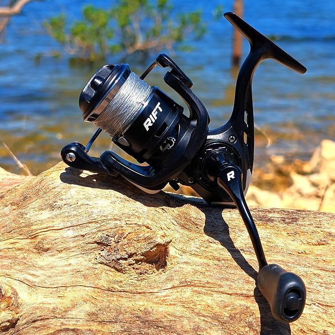 RIFT Chasm Spinning Reel, Carbon Disc Drag System, 5.2:1 Gear Ratio, 7+1 Stainless Steel Ball Bearings, CNC Aluminum Spool, Knurled Spool Center, Ambidextrous