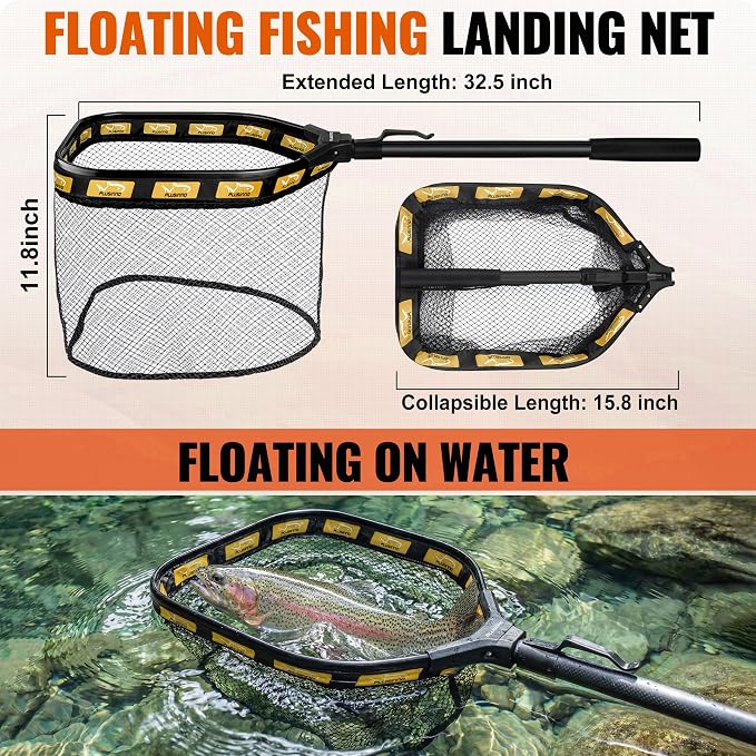 PLUSINNO Fishing Rod and Reel Combo, Backpack, Net, Bag with Rod Holders and Tackle Box for Freshwater/Saltwater, Fishing Gifts for Men