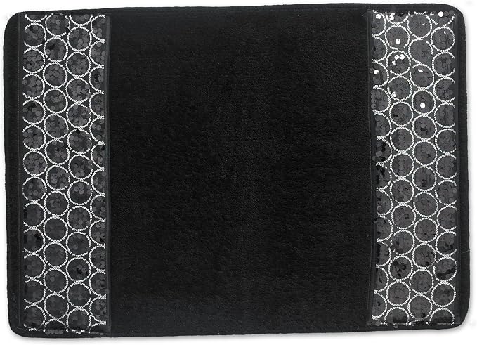 Zahari Home Sinatra Black Bathroom Rug Classic Luxury Bath Rug Contemporary Decor Black Bath Mat for Shower Unique Design Stylish Bathroom Rug Bath Shower Tub Decor Bling
