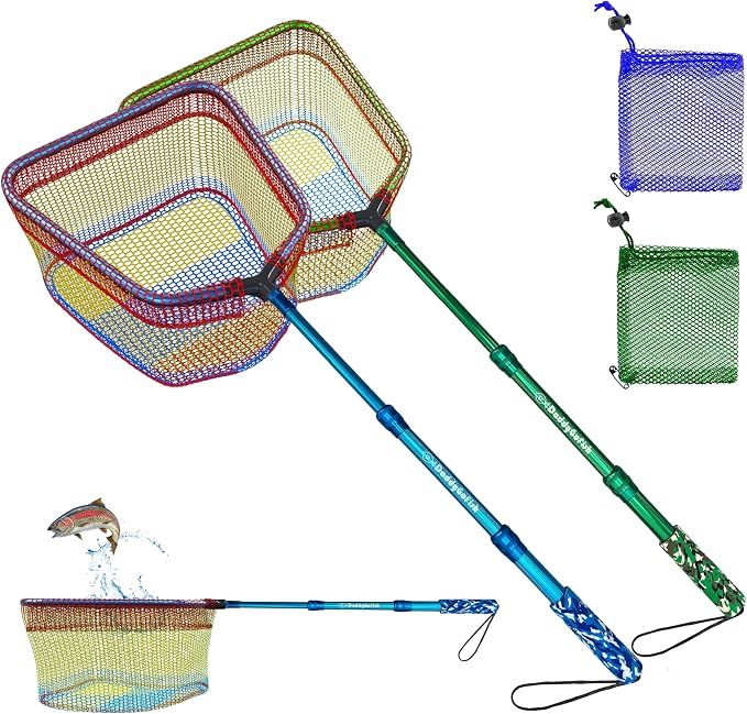 DaddyGoFish Kids Fishing Net - Extendable Telescopic Landing Net for Boy Girl Children Catching Small Fish Crab Shrimp Minnow Dragonfly Beach Pier Lake River Ocean