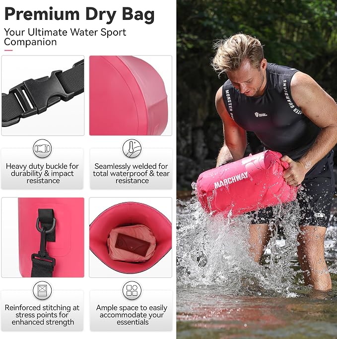 MARCHWAY Floating Waterproof Dry Bag Backpack 5L/10L/20L/30L/40L, Roll Top Sack Keeps Gear Dry for Kayaking, Rafting, Boating, Swimming, Camping, Hiking, Beach, Fishing