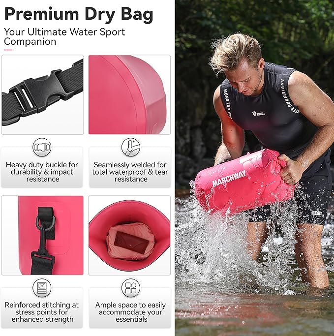 MARCHWAY Floating Waterproof Dry Bag Backpack 5L/10L/20L/30L/40L, Roll Top Sack Keeps Gear Dry for Kayaking, Rafting, Boating, Swimming, Camping, Hiking, Beach, Fishing