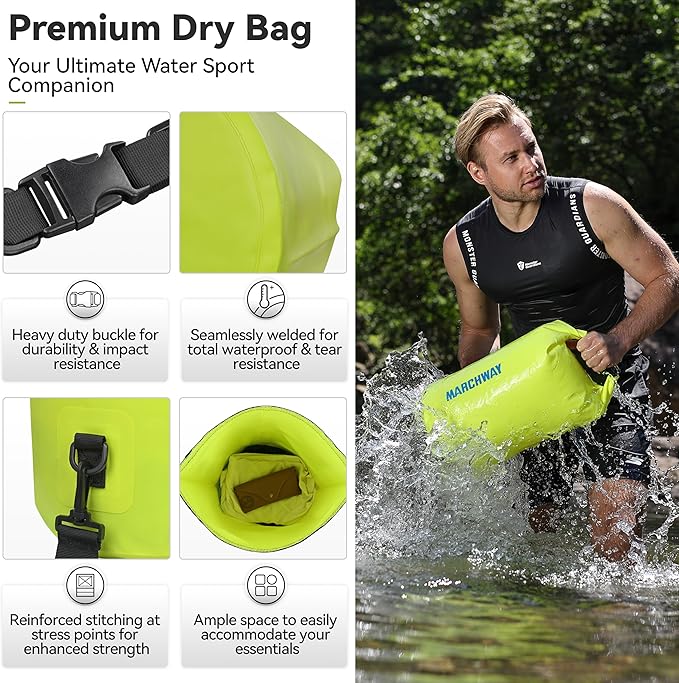 MARCHWAY Floating Waterproof Dry Bag Backpack 5L/10L/20L/30L/40L, Roll Top Sack Keeps Gear Dry for Kayaking, Rafting, Boating, Swimming, Camping, Hiking, Beach, Fishing