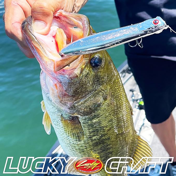 LUCKY CRAFT Gunfish 117 Freshwater Fishing Lures, Top Water Fishing Gear for Trout and Bass Fish, Spooks Cupped Mouth Walker, Long Casting Treble Hooks, Fish Accessories for Tackle Box