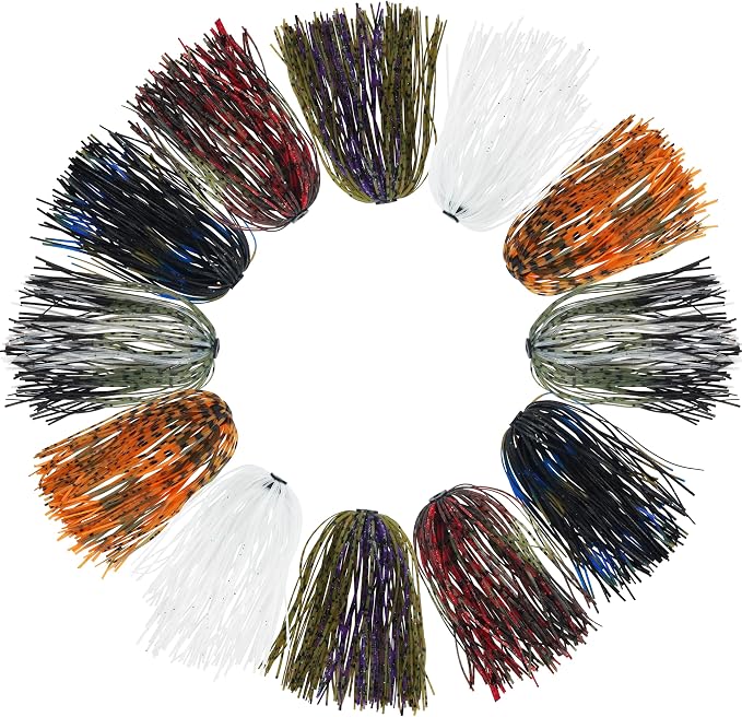 Silicone Jig Skirts Spinnerbait Skirts 50 Strands Bass Fishing Lure Skirts Replacement for DIY Spinner Baits Buzzbaits Squid Jig Accessories