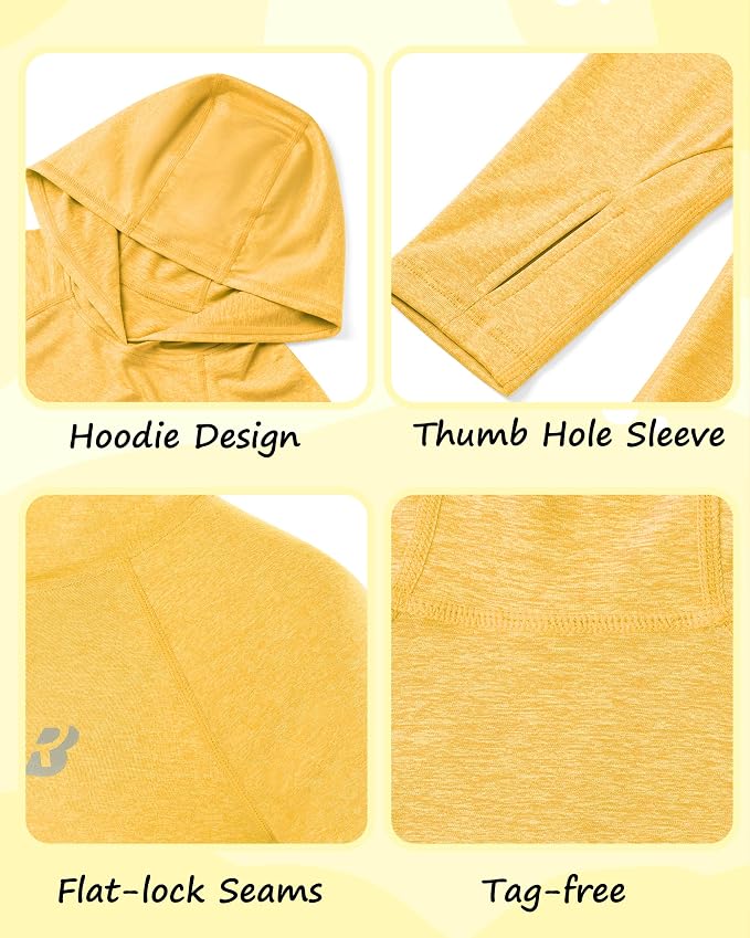 Roadbox Boys Rash Guard Hooded Fishing Shirt, Kids UPF 50+ Long Sleeve Sun Hoodie, Youth UV Protection Beach Swim Shirts