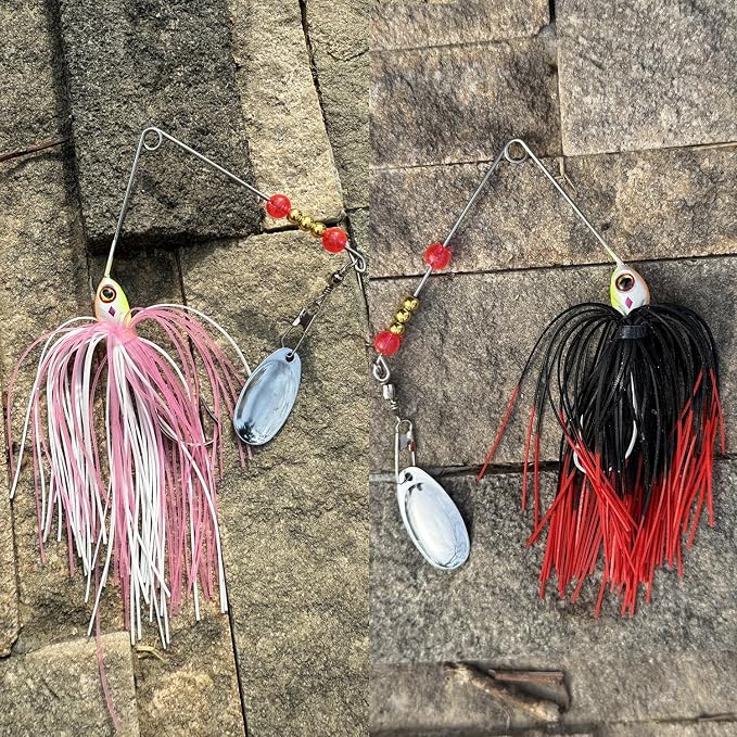 Spinner Baits for Bass Fishing 3/8oz, 6 Pcs Freshwater Fishing Lures Kit, Premium Spinnerbaits for Walleye, Crappie, Salmon & Pike