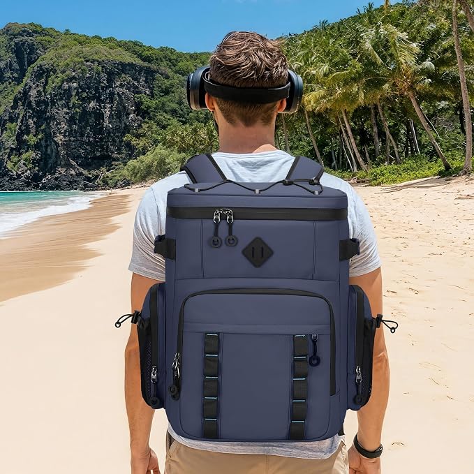 Insulated Backpack Cooler 60 Can for Men & Women,Leak Proof Waterproof Cooler Backpack for Beach Tailgate Camping Travel Fishing 37L