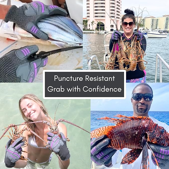 Premium Protection Pair of Dive Gloves for Hunting Lionfish, Lobster, Crab, Spearfishing, Working Underwater - Cut and Puncture Resistant