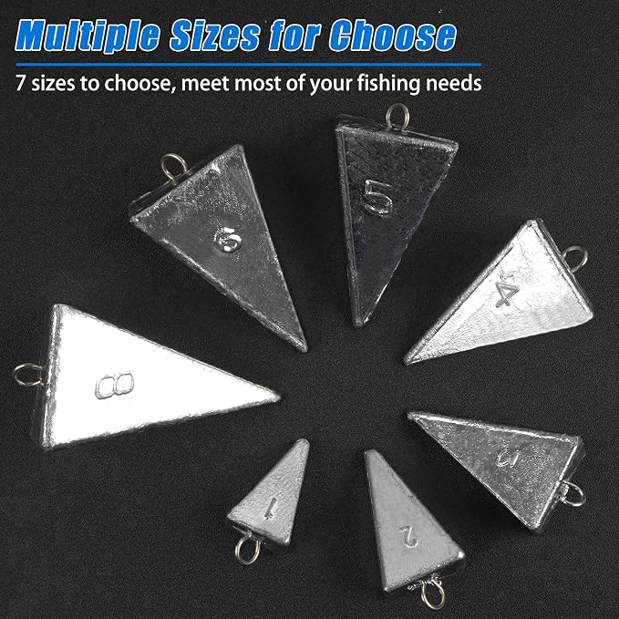 Pyramid Sinkers Fishing Weights, Saltwater Surf Fishing Sinkers Triangle Fishing Weights for Ocean Saltwater Surf Fishing Gear Tackle 1oz 2oz 3oz 4oz 5oz 6oz 8oz