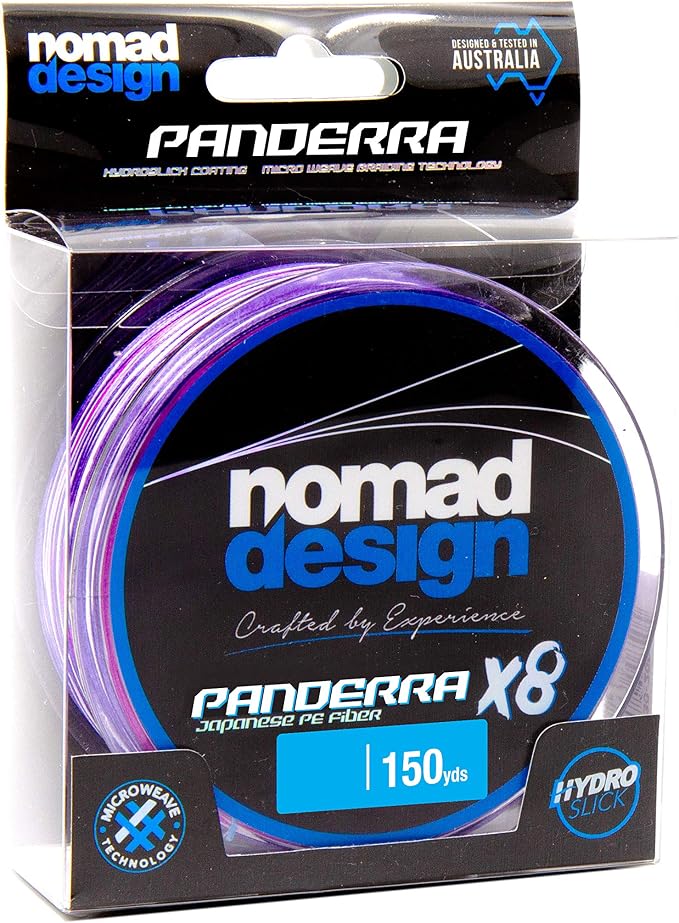 Nomad Design PANDERRA Cyan X8 Braid, Premium PE Fiber Fishing Line with Micro Weave Technology, Hydroslick Coating, and Increased Casting Distance.